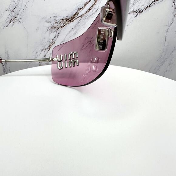 New MIU MIU Sunglasses Aube Silver Pink Mirror Rimless Wrap Authentic Womens main image 14